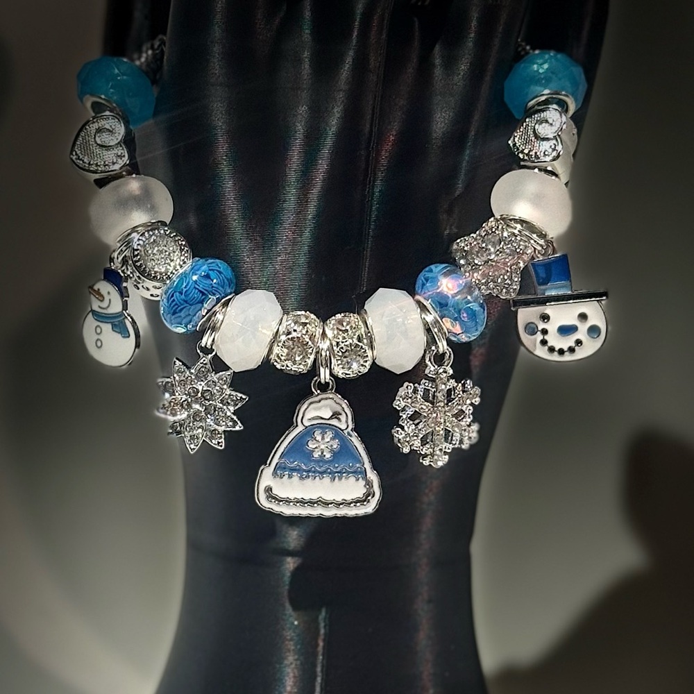 Blue and Silver Christmas Charm Bracelet
